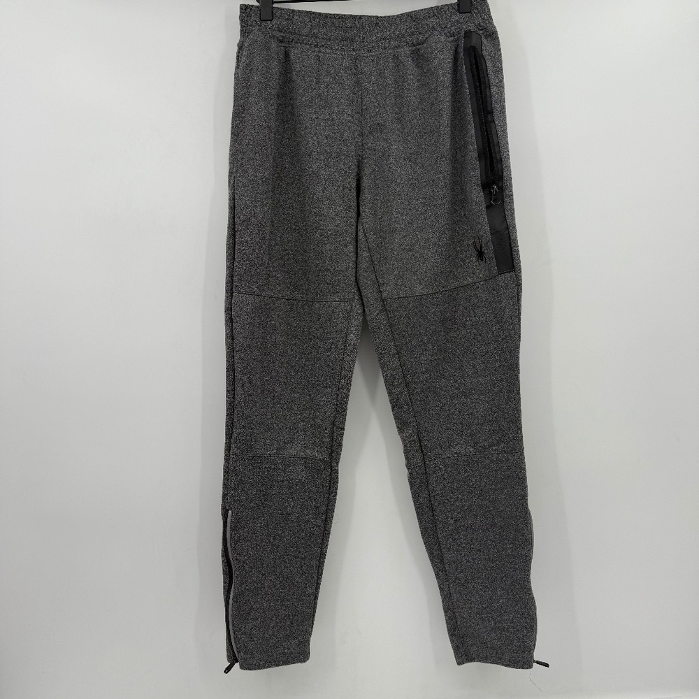 Spyder Active Pants Men Medium Gray Elastic Drawstring Waist Zip Ankles Tapered